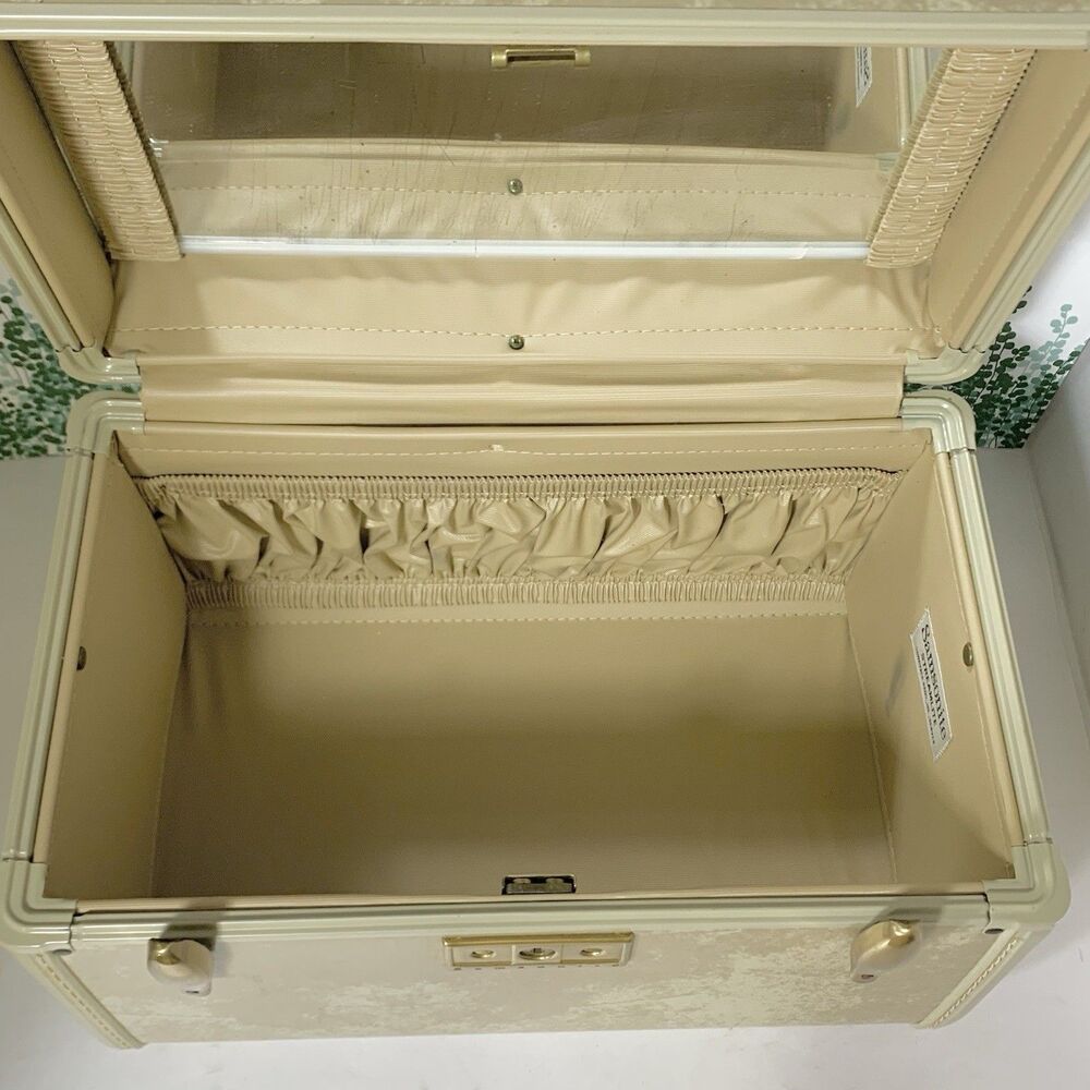 Vintage Samsonite Streamlite Travel Case Marble Make-Up Luggage Mirror Tray Key - Picture 13 of 16